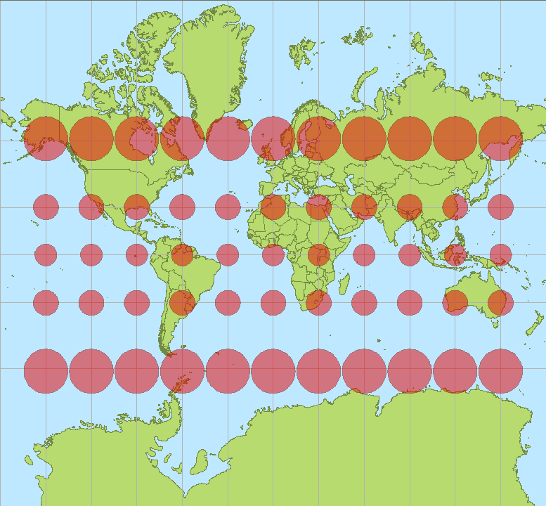 Mercator Projection with Tissot's indicatrix